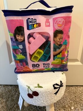 Fisher-Price Mega Bloks Pink Multicolor 80-Piece Building Bag